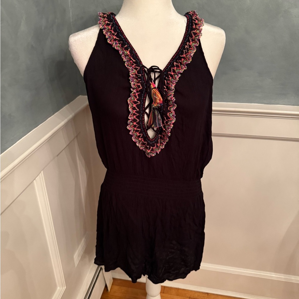 BECCA Black Mini Dress with Pink Trim